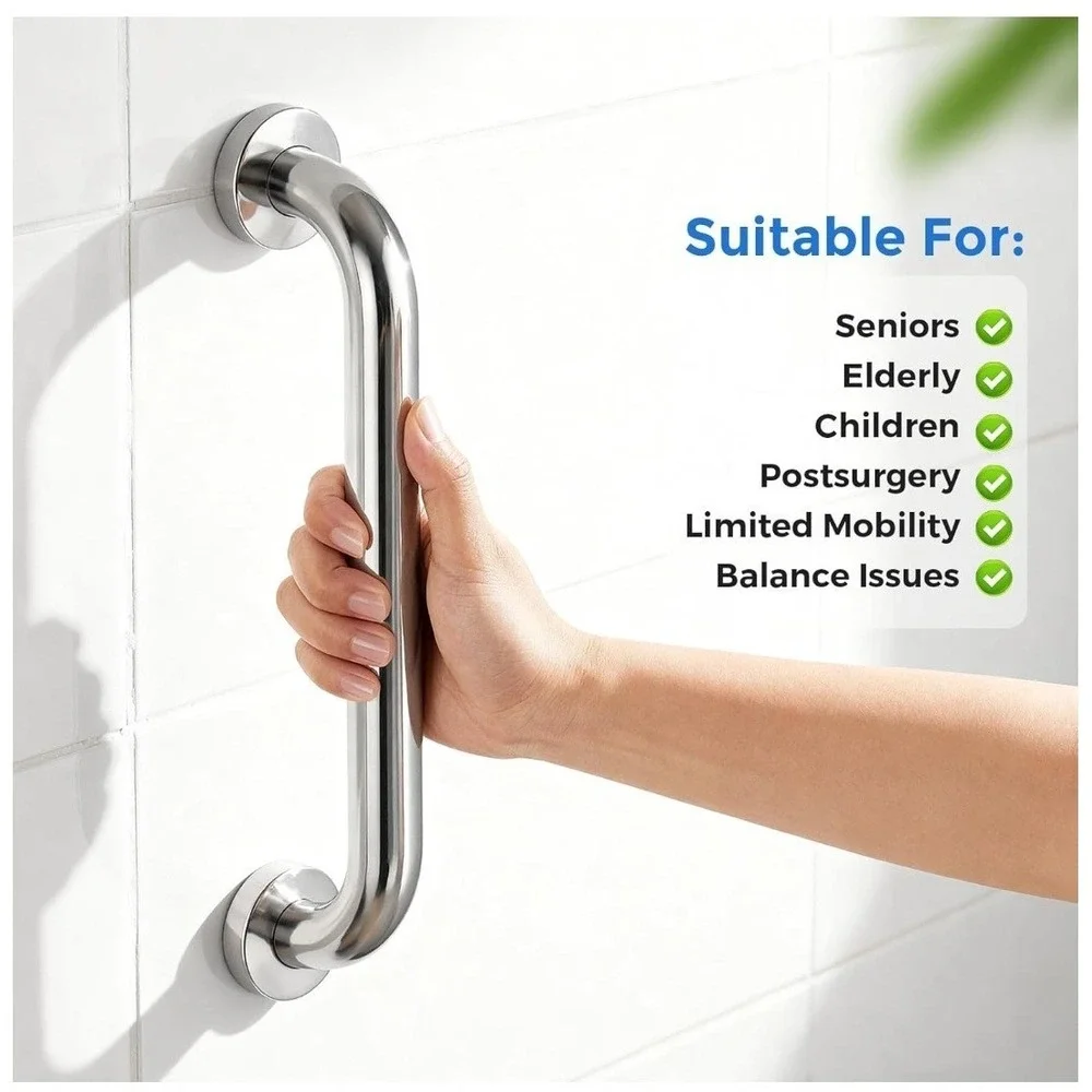 2 Pack‎ Shower Grab Bar, Stainless Steel Bathroom 2 pack 12 inch, Silver